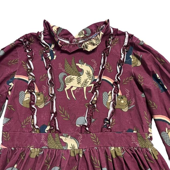 Raspberry Republic 116/122 (5-7Y) Organic Unicorn Crew Dress - Picture 2 of 5